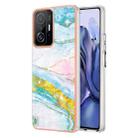 For Xiaomi Mi 11T / Mi 11T Pro Electroplating Marble IMD TPU Phone Case(Green 004) - 1