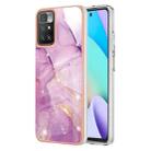 For Xiaomi Redmi 10 Electroplating Marble IMD TPU Phone Case(Purple 001) - 1