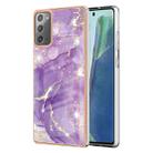 For Samsung Galaxy Note20 Electroplating Marble IMD TPU Phone Case(Purple 002) - 1