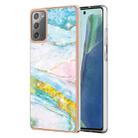 For Samsung Galaxy Note20 Electroplating Marble IMD TPU Phone Case(Green 004) - 1