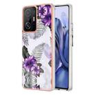 For Xiaomi Mi 11T / Mi 11T Pro Electroplating IMD TPU Phone Case(Purple Flower) - 1