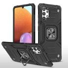 For Samsung Galaxy A32 Magnetic Armor Shockproof TPU + PC Phone Case with Metal Ring Holder(Black) - 1