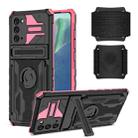 For Samsung Galaxy Note20 Kickstand Detachable Armband Phone Case(Pink) - 1