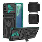 For Samsung Galaxy Note20 Kickstand Detachable Armband Phone Case(Deep Green) - 1