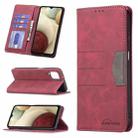 For Samsung Galaxy A12 Magnetic Splicing Leather Phone Case(Red) - 1