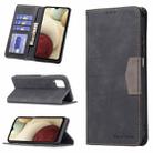 For Samsung Galaxy A12 Magnetic Splicing Leather Phone Case(Black) - 1