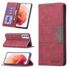 For Samsung Galaxy S21 5G Magnetic Splicing Leather Phone Case(Red) - 1
