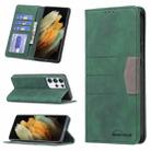 For Samsung Galaxy S21 Ultra 5G Magnetic Splicing Leather Phone Case(Green) - 1