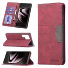 For Samsung Galaxy S22 Ultra 5G Magnetic Splicing Leather Phone Case(Red) - 1
