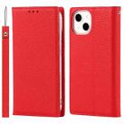 For iPhone 13 Litchi Texture Genuine Leather Phone Case With Lanyard & Holder & Card Slots & Wallet(Red) - 1