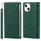 For iPhone 13 mini Litchi Texture Genuine Leather Phone Case With Lanyard & Holder & Card Slots & Wallet (Dark Green) - 1