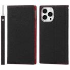 For iPhone 13 Pro Litchi Texture Genuine Leather Phone Case With Lanyard & Holder & Card Slots & Wallet (Black) - 1