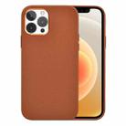 For iPhone 12 Pro Max WiWU PC + Calfskin Genuine Leather Phone Case(Brown) - 1