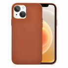 For iPhone 13 mini WiWU PC + Calfskin Genuine Leather Phone Case (Brown) - 1