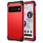 For Google Pixel 6 Pro 3 in 1 Shockproof PC + Silicone Protective Phone Case(Red + Black) - 1