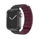 Mutural Moran Series Liquid Silicone Magnetic Strap Watch Band For Apple Watch Series 8&7 41mm / SE 2&6&SE&5&4 40mm / 3&2&1 38mm(Black + Wine Red) - 1