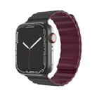 Mutural Moran Series Liquid Silicone Magnetic Strap Watch Band For Apple Watch Ultra 49mm / Series 8&7 45mm / SE 2&6&SE&5&4 44mm / 3&2&1 42mm(Black + Wine Red) - 1