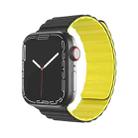 Mutural Moran Series Liquid Silicone Magnetic Strap Watch Band For Apple Watch Ultra 49mm / Series 8&7 45mm / SE 2&6&SE&5&4 44mm / 3&2&1 42mm(Black + Yellow) - 1