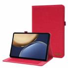 For Honor Tablet V7 Pro TPU + Fabric PU Leather Tablet Protective Case with Name Card Clip(Red) - 1