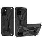 For vivo Y15s Shockproof TPU + PC Protective Phone Case with Holder(Black) - 1