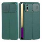 For Samsung Galaxy A02 / M02 Litchi Texture Sliding Camshield TPU Phone Case(Dark Green) - 1