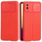 For Samsung Galaxy A02 / M02 Litchi Texture Sliding Camshield TPU Phone Case(Red) - 1