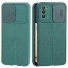 For Samsung Galaxy A02s / M02s Litchi Texture Sliding Camshield TPU Phone Case(Dark Green) - 1