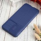 For Samsung Galaxy A02s / M02s Litchi Texture Sliding Camshield TPU Phone Case(Blue) - 4