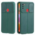 For Samsung Galaxy A11 / M11 Litchi Texture Sliding Camshield TPU Phone Case(Dark Green) - 1