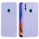 For Samsung Galaxy A20s Litchi Texture Sliding Camshield TPU Phone Case(Light Purple) - 1