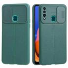 For Samsung Galaxy A20s Litchi Texture Sliding Camshield TPU Phone Case(Dark Green) - 1