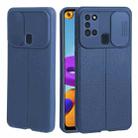 For Samsung Galaxy A21s Litchi Texture Sliding Camshield TPU Phone Case(Blue) - 1