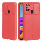 For Samsung Galaxy A21s Litchi Texture Sliding Camshield TPU Phone Case(Red) - 1