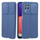 For Samsung Galaxy A22 4G Litchi Texture Sliding Camshield TPU Phone Case(Blue) - 1