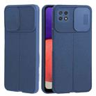 For Samsung Galaxy A22 5G Litchi Texture Sliding Camshield TPU Phone Case(Blue) - 1