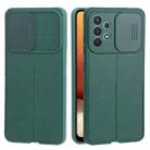 For Samsung Galaxy A32 4G Litchi Texture Sliding Camshield TPU Phone Case(Dark Green) - 1