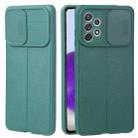 For Samsung Galaxy A72 5G / 4G Litchi Texture Sliding Camshield TPU Phone Case(Dark Green) - 1