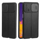 For Samsung Galaxy M31s Litchi Texture Sliding Camshield TPU Phone Case(Black) - 1