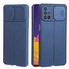 For Samsung Galaxy M31s Litchi Texture Sliding Camshield TPU Phone Case(Blue) - 1