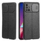 For Samsung Galaxy M51 Litchi Texture Sliding Camshield TPU Phone Case(Black) - 1