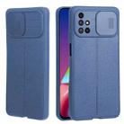 For Samsung Galaxy M51 Litchi Texture Sliding Camshield TPU Phone Case(Blue) - 1