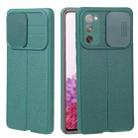 For Samsung Galaxy S20 FE Litchi Texture Sliding Camshield TPU Phone Case(Dark Green) - 1