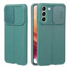 For Samsung Galaxy S30 / S21 Litchi Texture Sliding Camshield TPU Phone Case(Dark Green) - 1