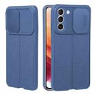 For Samsung Galaxy S30 / S21 Litchi Texture Sliding Camshield TPU Phone Case(Blue) - 1