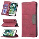 For iPhone SE 2022 / SE 2020 / 8 / 7 Magnetic Splicing Leather Phone Case(Red) - 1