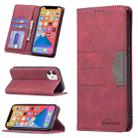 For iPhone 12 mini Magnetic Splicing Leather Phone Case (Red) - 1