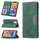 For iPhone 12 mini Magnetic Splicing Leather Phone Case (Green) - 1