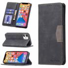 For iPhone 12 mini Magnetic Splicing Leather Phone Case (Black) - 1