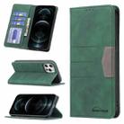 For iPhone 12 Pro Max Magnetic Splicing Leather Phone Case(Green) - 1