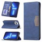 For iPhone 13 Pro Max Magnetic Splicing Leather Phone Case (Blue) - 1